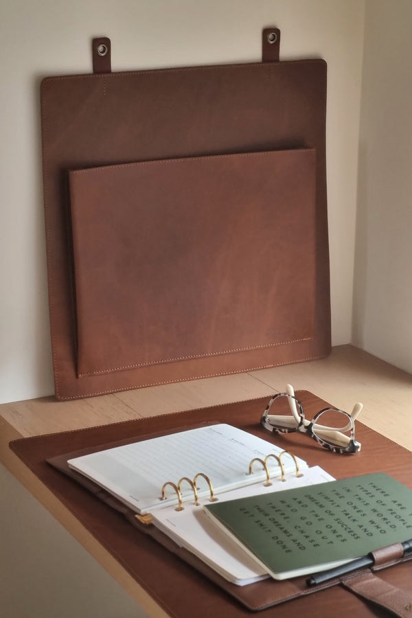 Leather Wall Document Organiser Home Office Storage Made in Melbourne Australia