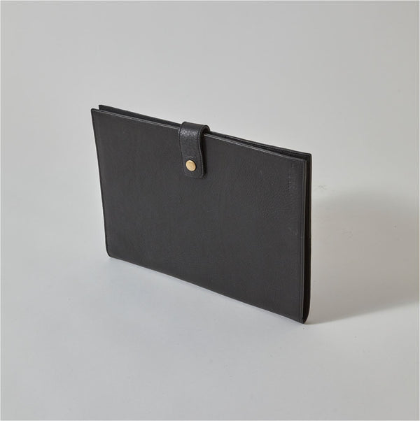 Executive black leather compendium for corporate meetings and professional use