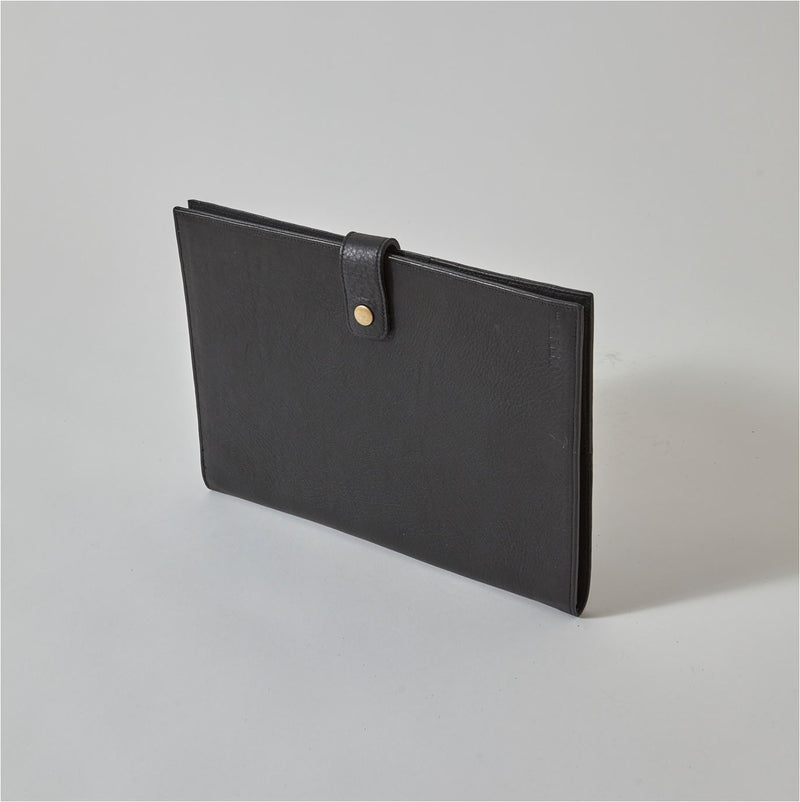 Executive black leather compendium for corporate meetings and professional use