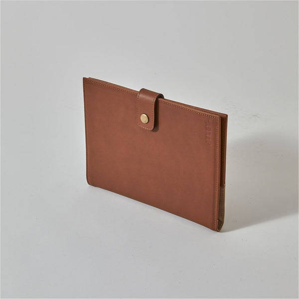 Executive tan leather compendium for corporate meetings and professional 