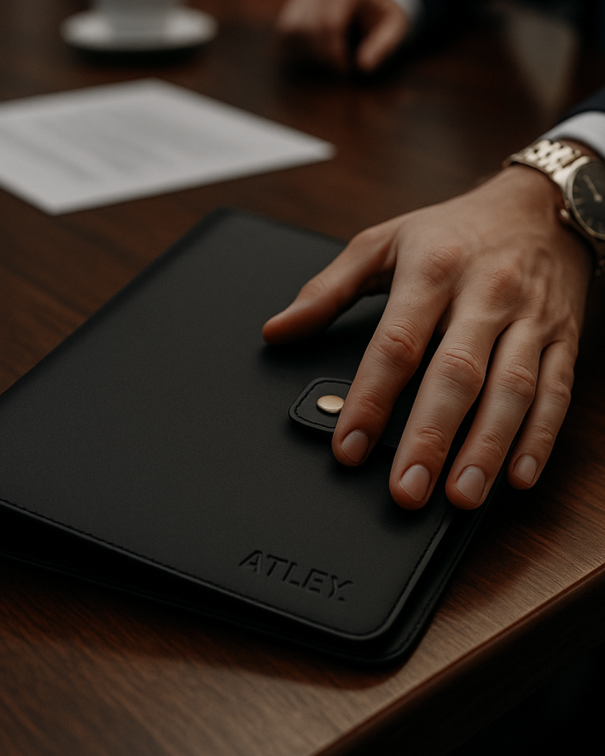 ATLEY. Black Leather Compendium A4 & A5 - Luxury Business Portfolio ...