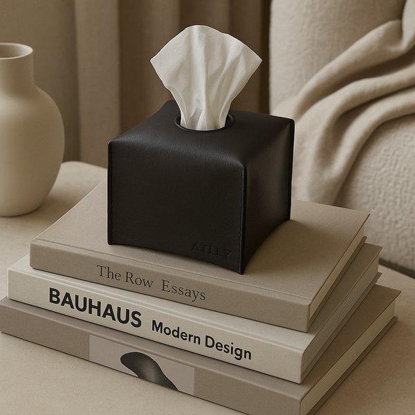 ARCHIVE - Leather Tissue Box Cover - BLACK - Small - Limited Edition
