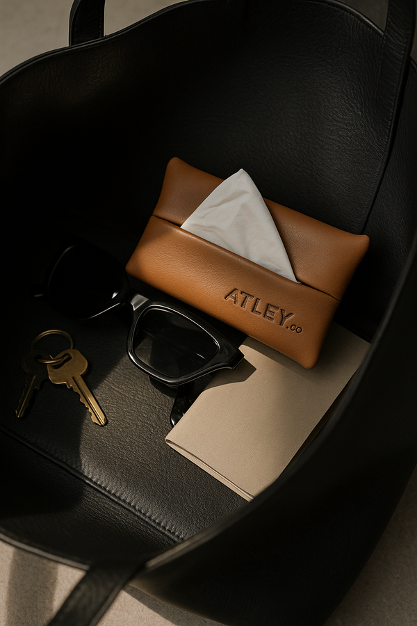 PocketT- Leather Tissue Travel Pouch - Tan