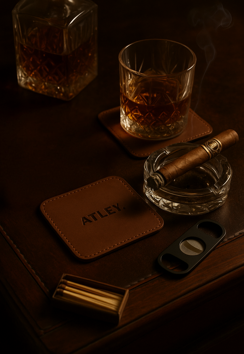 Leather Drink Coasters - Set of 6