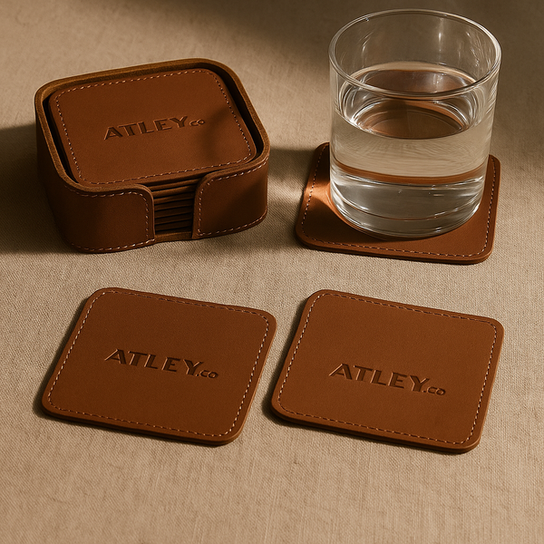 Leather Drink Coasters - Set of 6