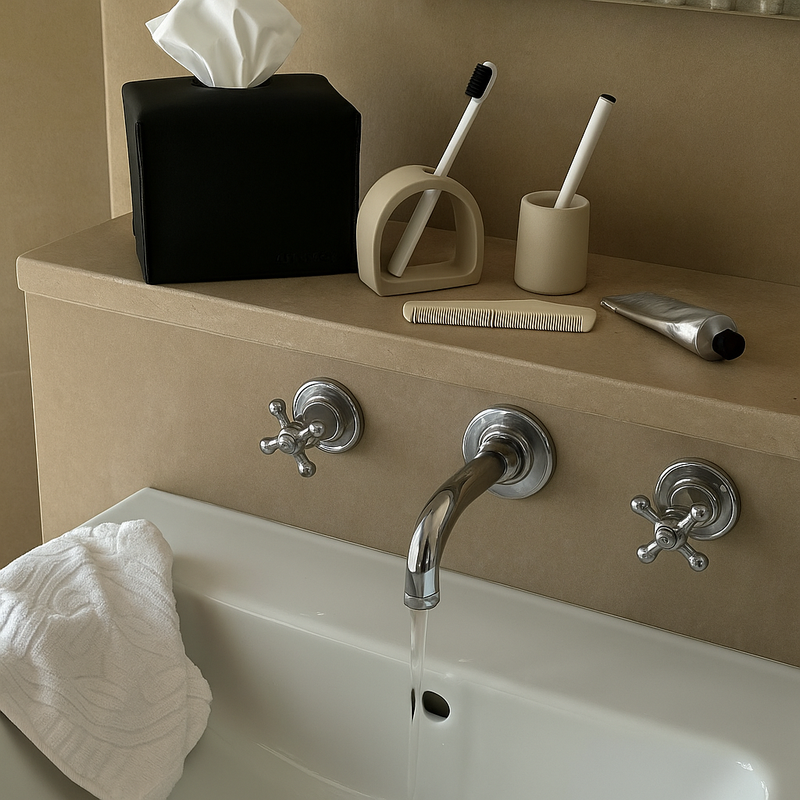 Leather Tissue Box Cover - Black - Small