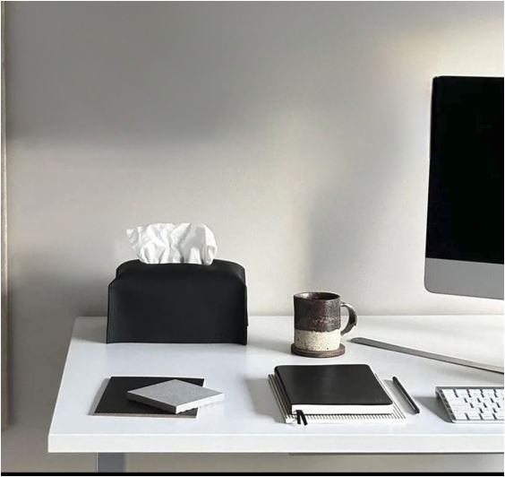 ARCHIVE - Leather Tissue Box Cover - BLACK - Rectangle - Limited Edition