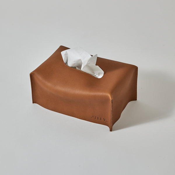 ARCHIVE - Leather Tissue Box Cover - TAN - Rectangle - Limited Edition