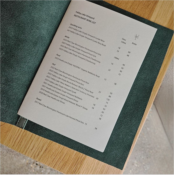 Leather wine list menu cover