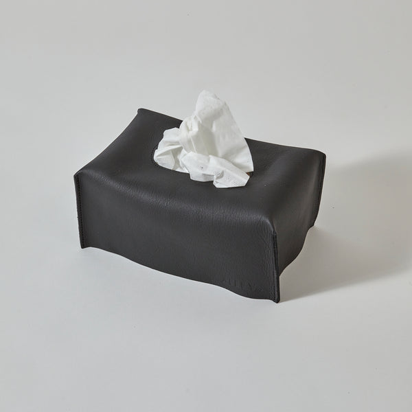 ARCHIVE - Leather Tissue Box Cover - BLACK - Rectangle - Limited Edition