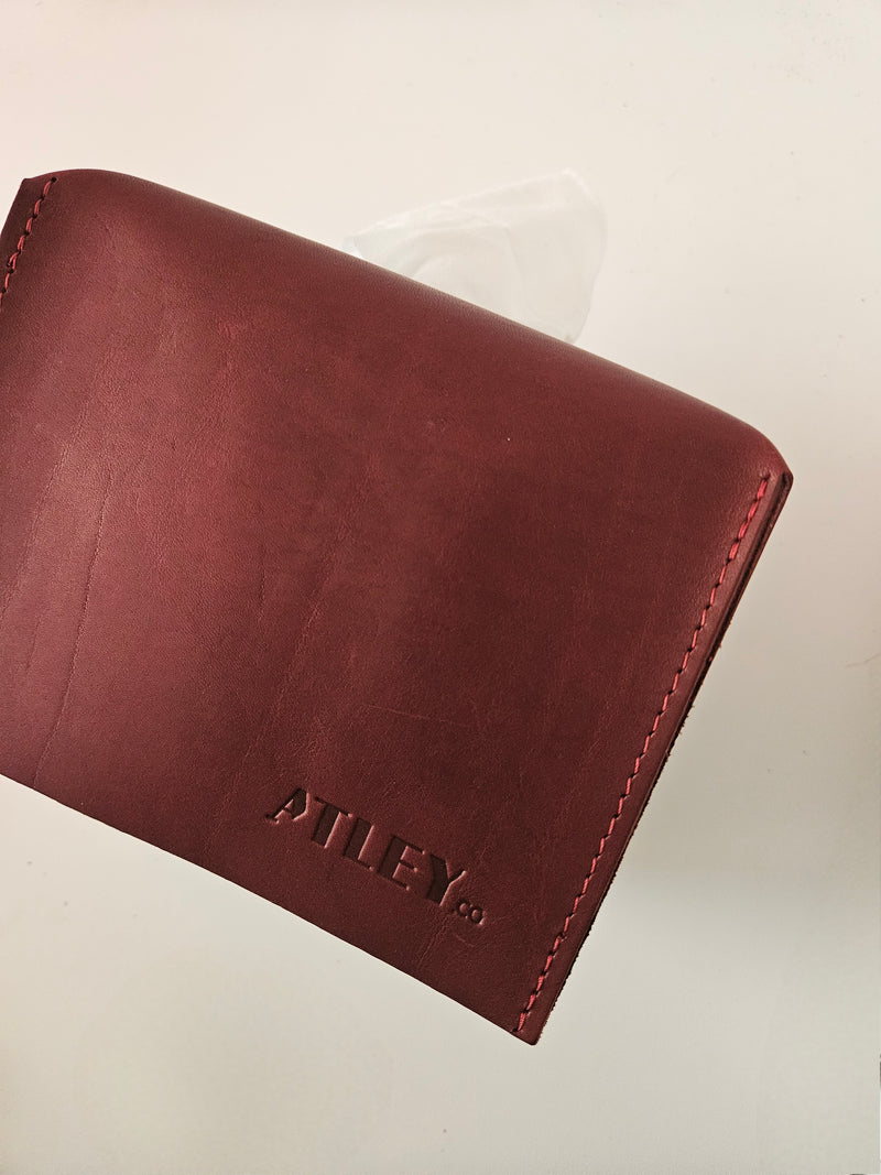 Leather Tissue Box Cover - Burgundy - Small - Limited Edition