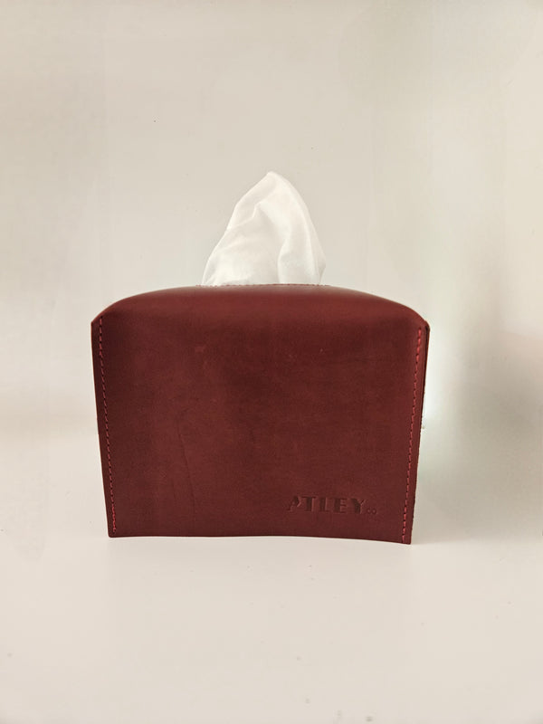 Leather Tissue Box Cover - Burgundy - Small - Limited Edition