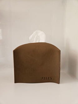 Leather Tissue Box Cover - Khaki - Small - Limited Edition