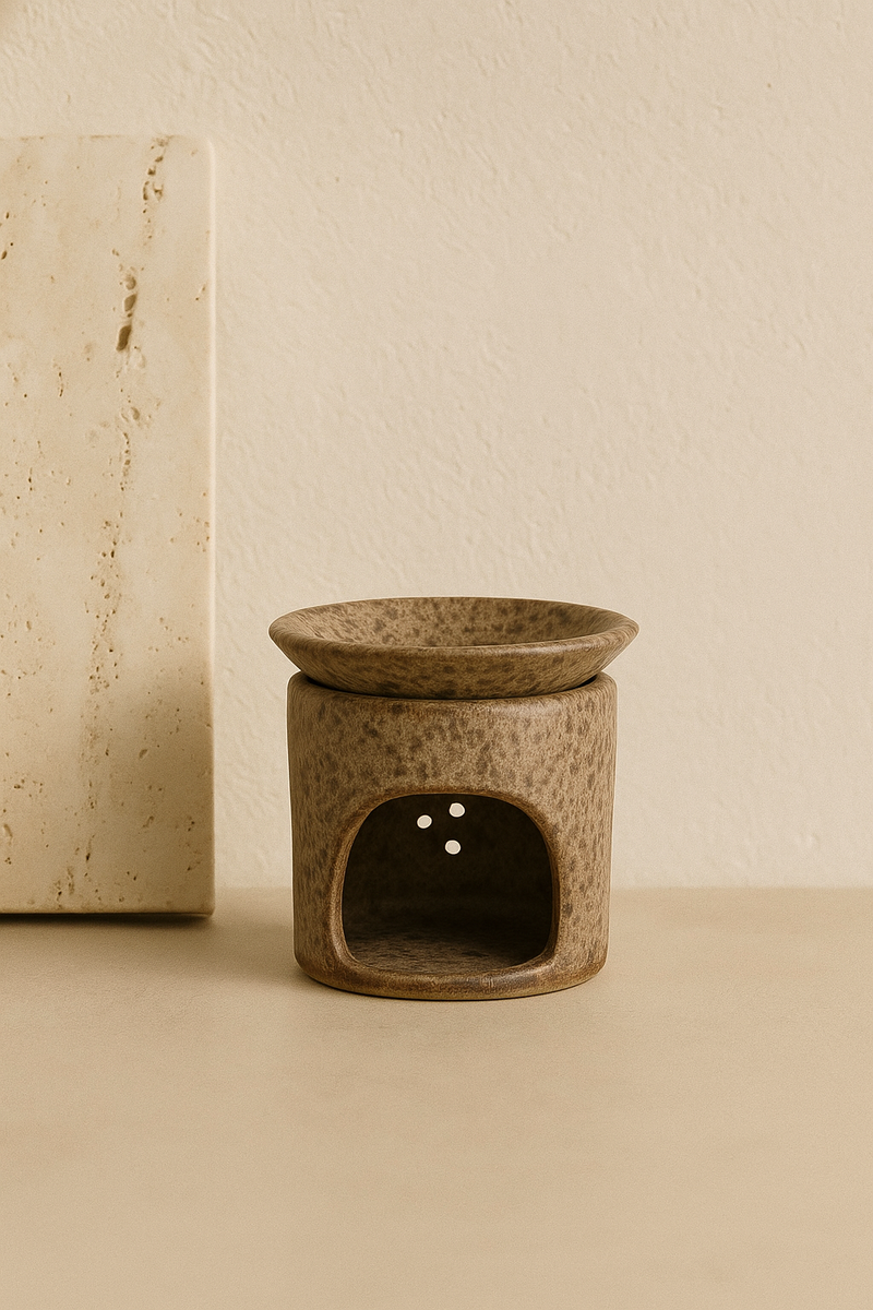 Dark Raku - Speckled Oil Burner