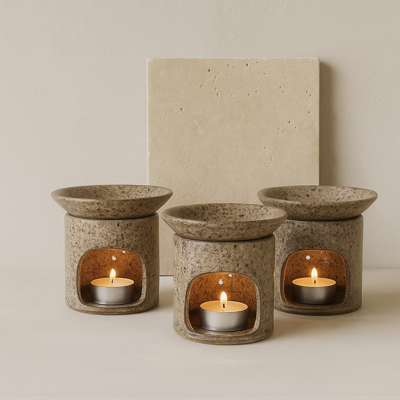 Dark Raku - Speckled Oil Burner