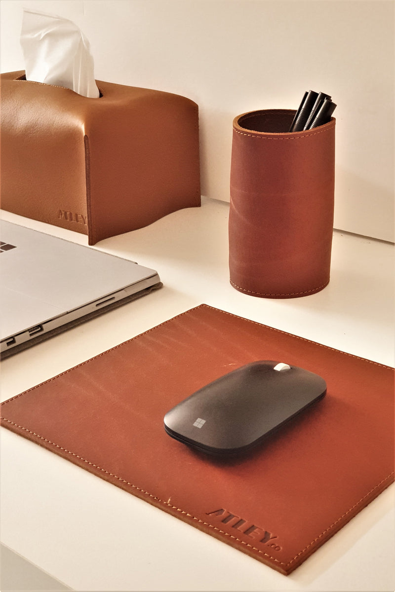 Leather Mouse Pad - Tan - Option to Personalise