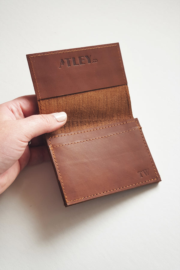 Leather Card Wallet -  Tan - Option to Personalise