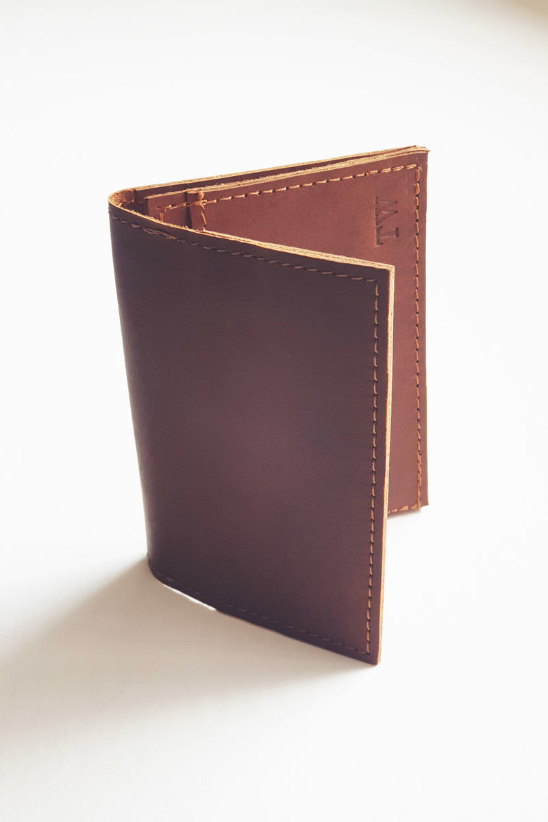 Leather Card Wallet -  Tan - Option to Personalise