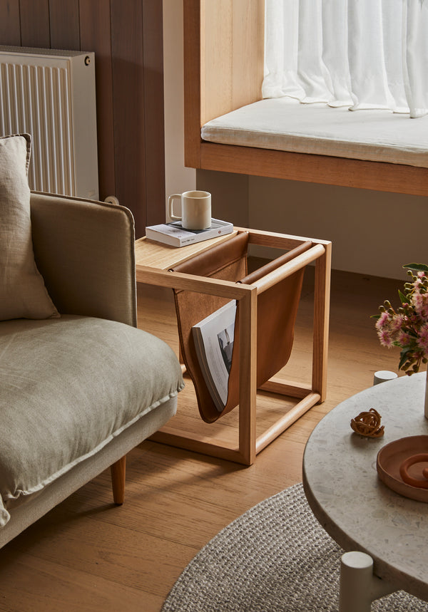 magazine rack couch side table